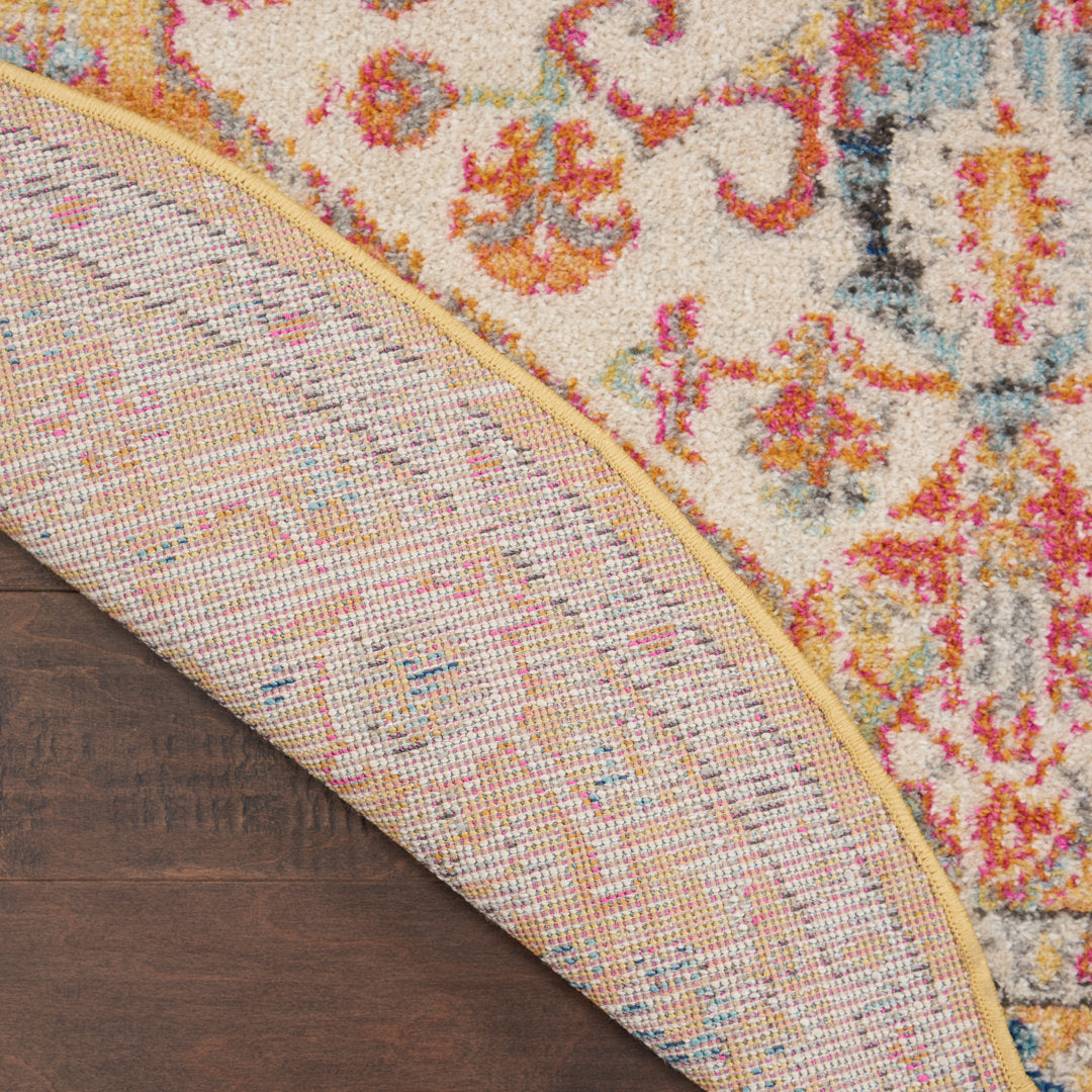 Baylee Oriental Yellow/Ivory Area Rug Kelly Clarkson Home Rug Size: Round 5'3"