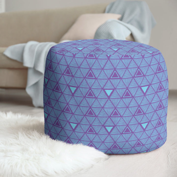 Full Color Hand Drawn Triangles Pouf East Urban Home Upholstery Color: Purple/Teal