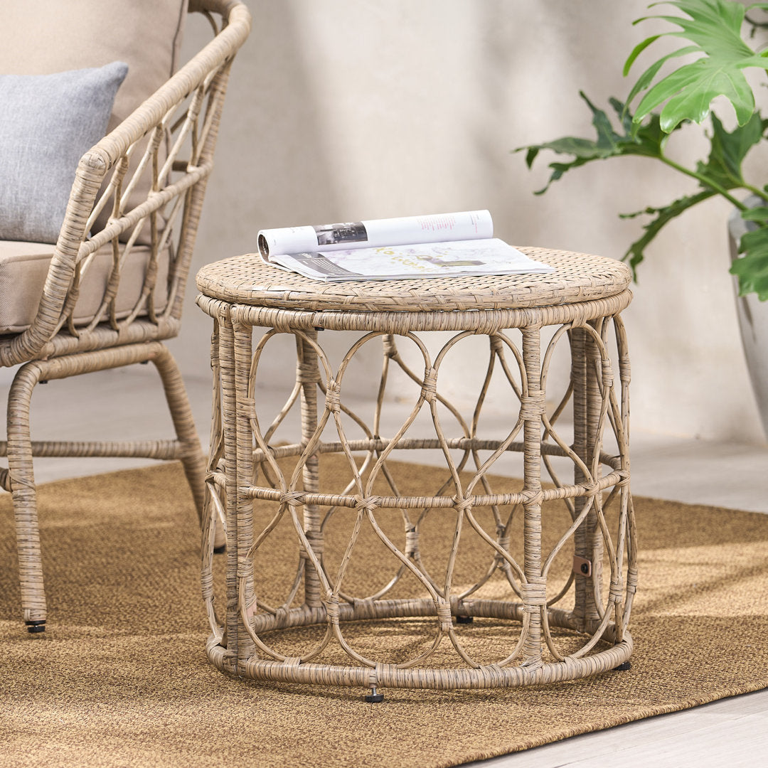 Abagaile Outdoor Wicker Side Table Bay Isle Home™ Color: Light Brown