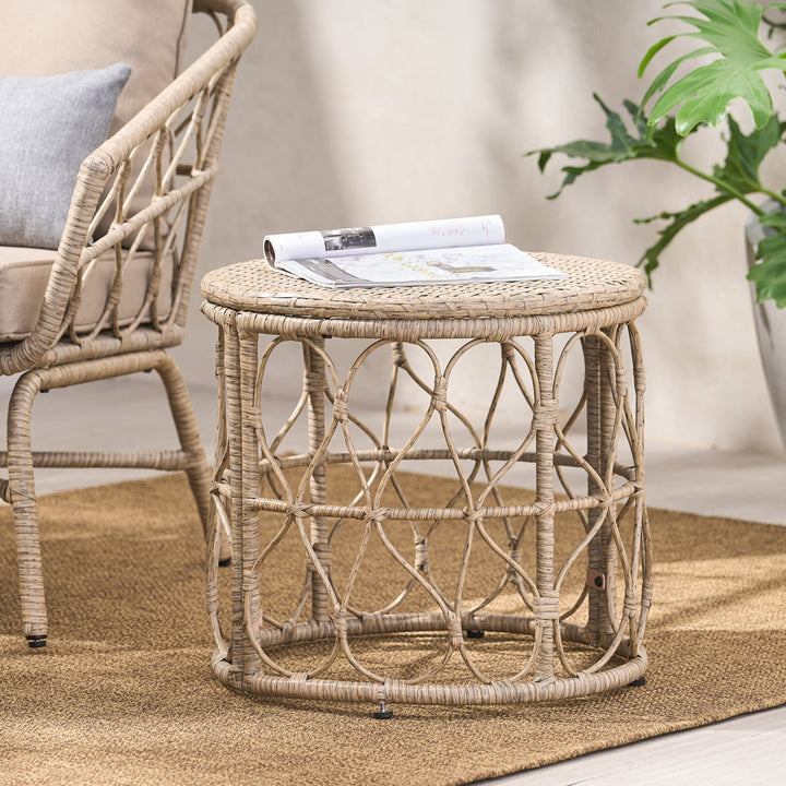 Abagaile Outdoor Wicker Side Table Bay Isle Home™ Color: Light Brown