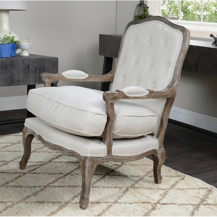 Adalee 29" Wide Tufted Linen Armchair Sand & Stable™ Upholstery Color: Muslin Beige