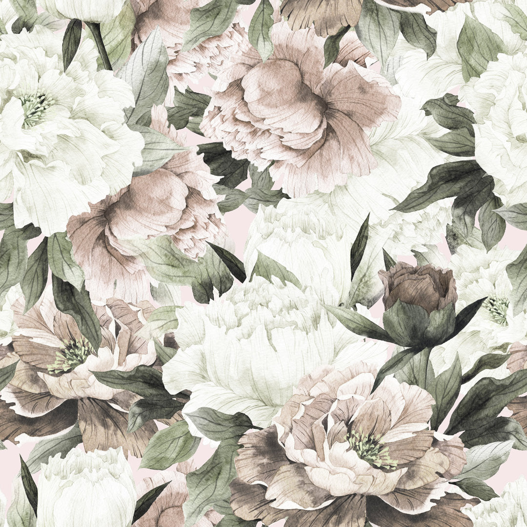 Hampton Removable Vintage Bouquet Peonies 10.4167' L x 125" W Peel and Stick Wallpaper Roll House of Hampton®