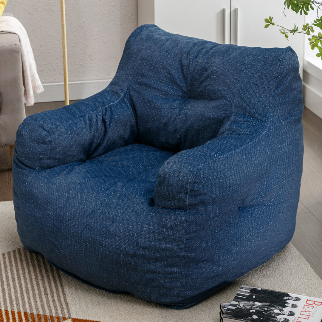 Medium Bean Bag Chair Viv + Rae™ Body Fabric: Blue Linen