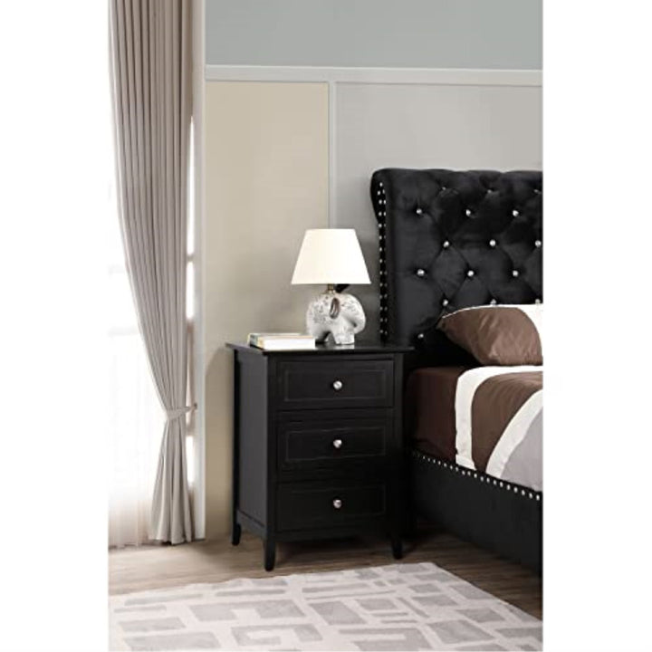Emjay 3 - Drawer Nightstand Glory Furniture Color: Black