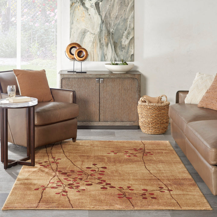Arnim Floral Taupe/Beige/Red Area Rug Lark Manor™ Rug Size: Rectangle 5'3" x 7'5"