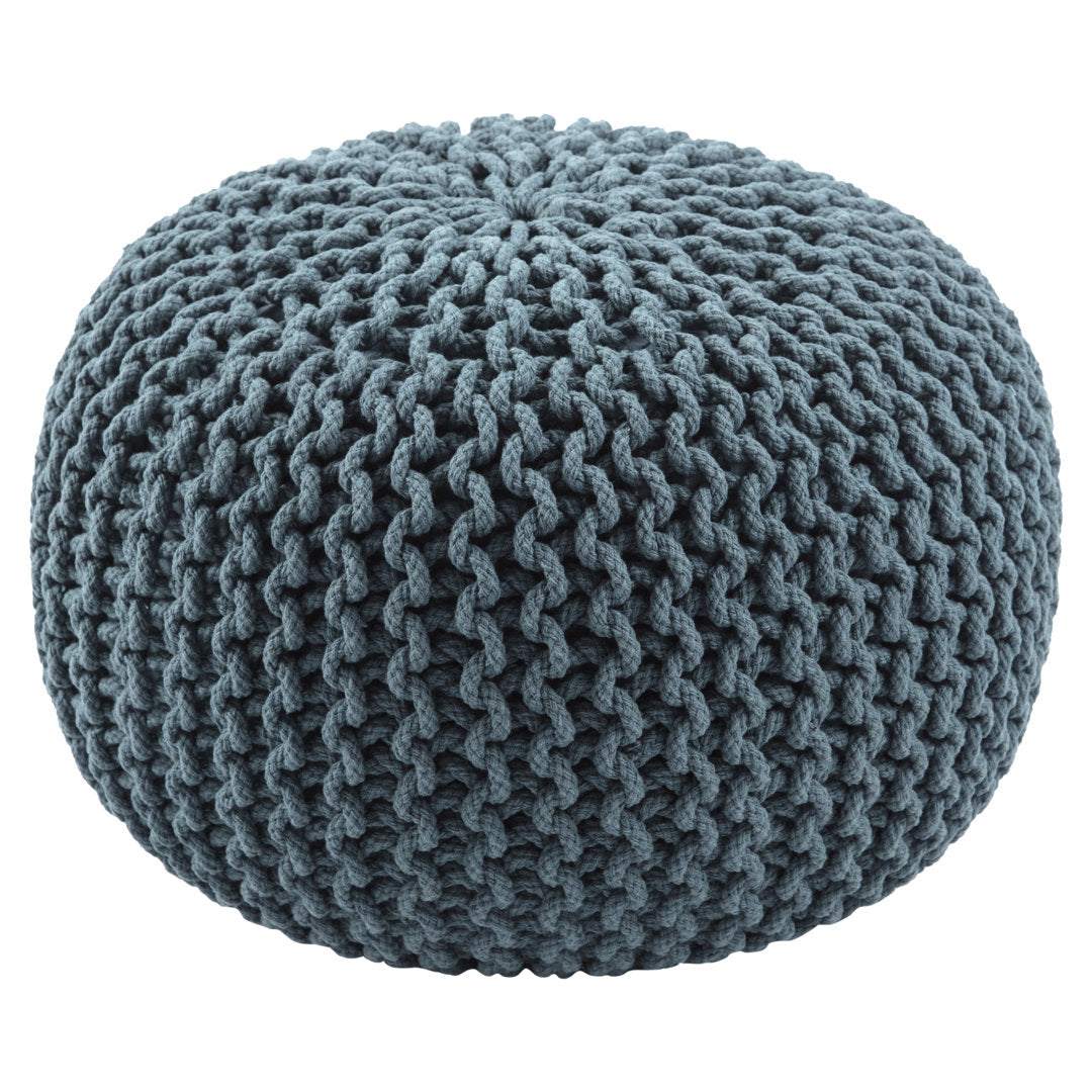 Anely 20" Wide Round Pouf Ottoman Highland Dunes Body Fabric: Navy Cotton