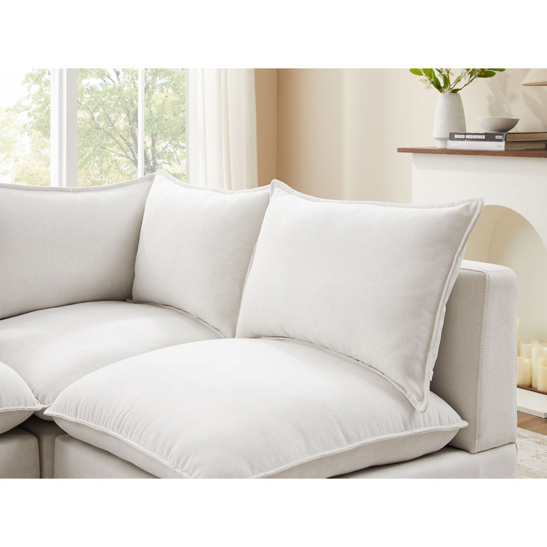 Rayners 5 - Piece Upholstered Sectional Latitude Run® Fabric: Beige 100% Polyester
