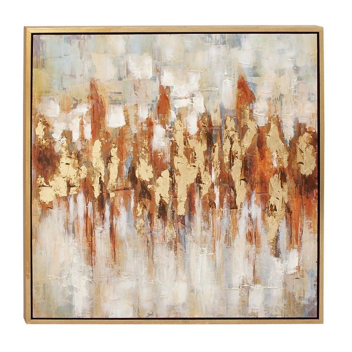 Gold Canvas Abstract Framed Wall Art with Gold Frame Orren Ellis