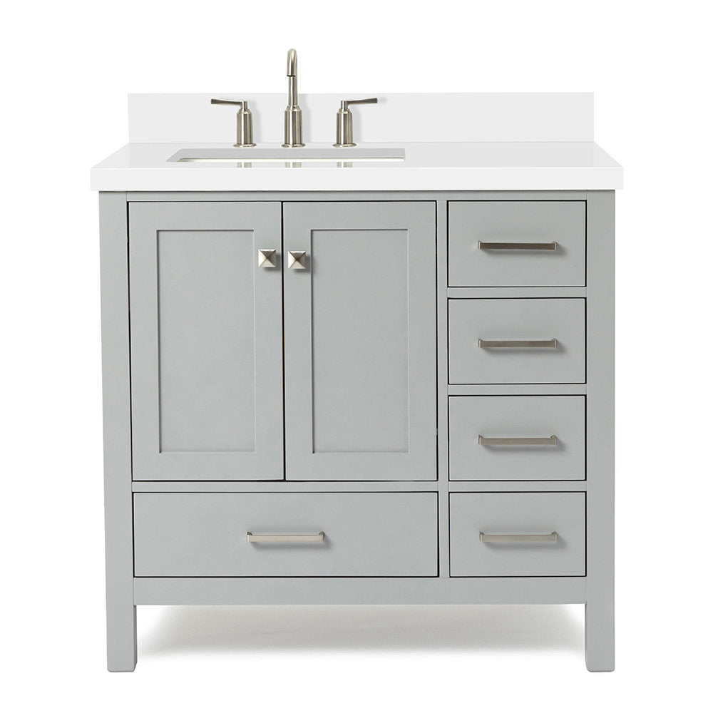 Amariani 37" Single Bathroom Vanity Set Latitude Run® Base Finish: Gray, Hardware Finish: Satin Nickel