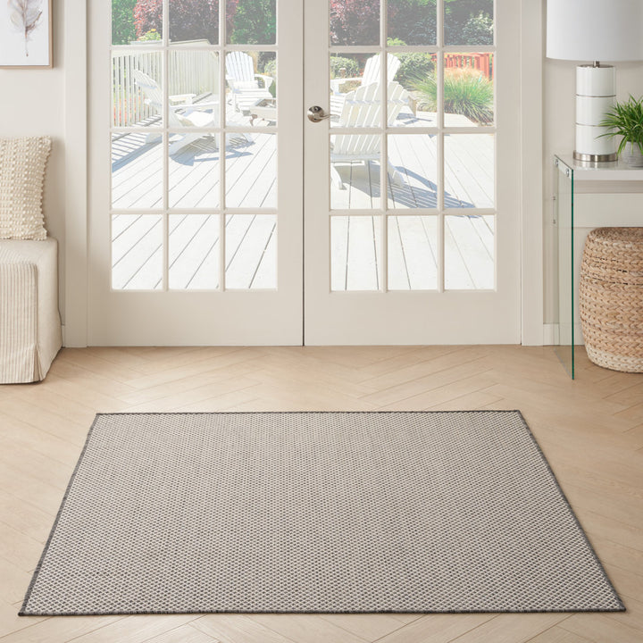 Leia Ivory/Charcoal Gray Indoor / Outdoor Area Rug Sand & Stable™ Rug Size: Square 5'