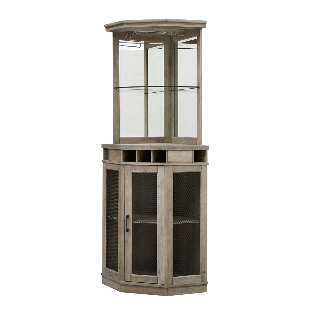 Haakenson 73" Height Corner Bar with Wine Storage Andover Mills™ Color: Stone Gray