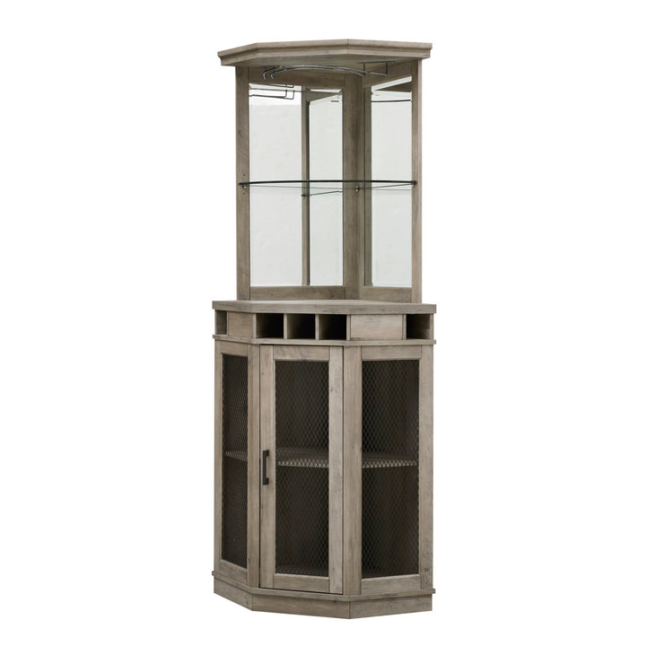 Haakenson 73" Height Corner Bar with Wine Storage Andover Mills™ Color: Stone Gray
