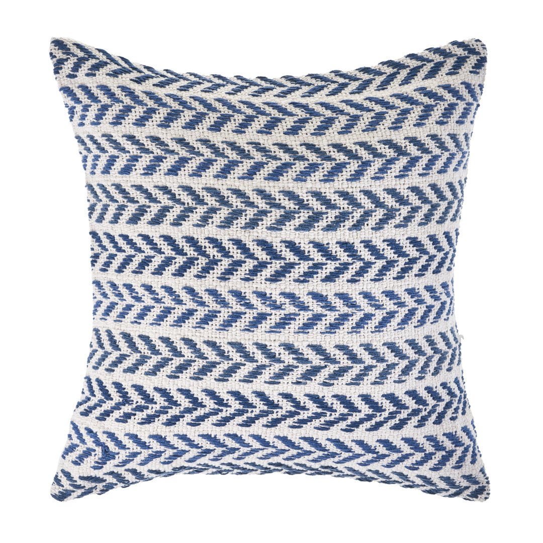 Hand-Woven Chevron Cotton Throw Pillow Rajani Home Color: Blue