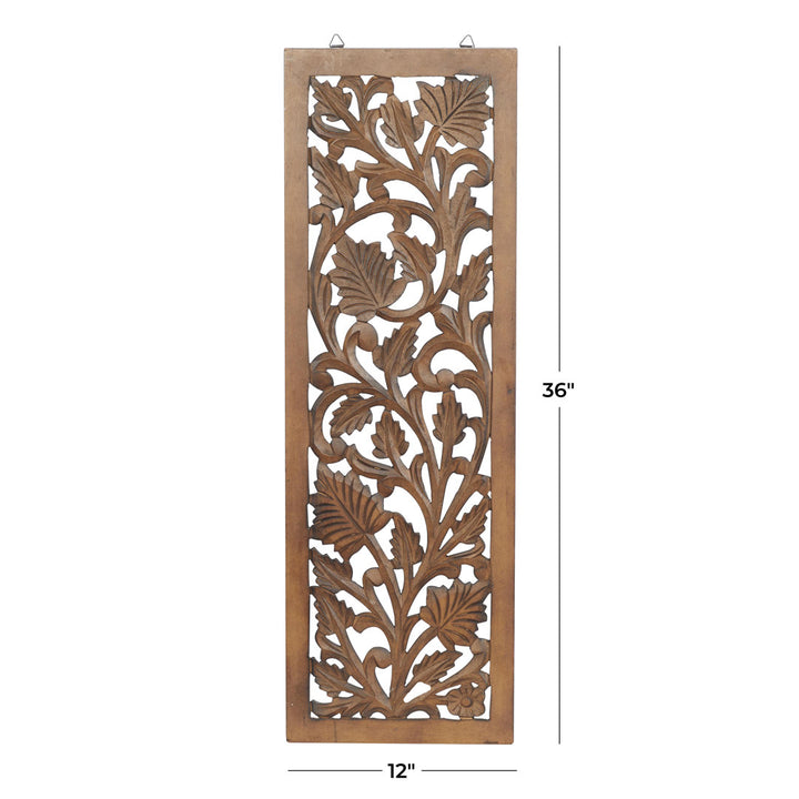 Wooden Handmade Intricately Carved Acanthus Floral Home Brown Wall Decor Fleur De Lis Living