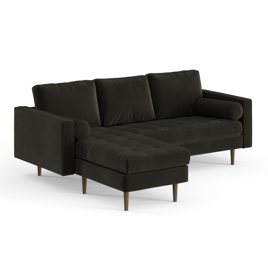 Geo 84" Wide Reversible Sofa and Chaise AllModern Body Fabric: Bella Smoke Performance Velvet