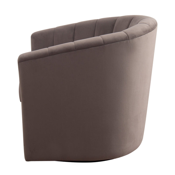 Lydia 29.5" Wide Velvet Upholstered Swivel Barrel Chair Latitude Run® Body Fabric: Gray Cotton Blend