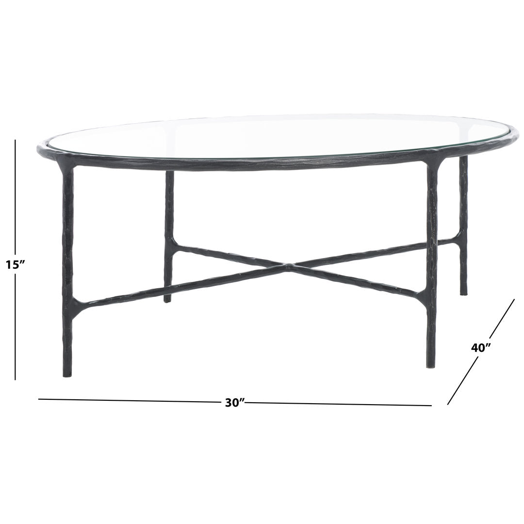 Evelynn 4 Legs Coffee Table Joss & Main Table Base Color: Black, Table Top Color: Clear