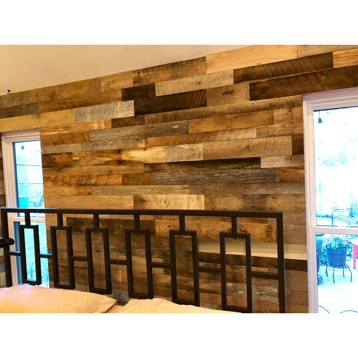 Random Width x Varying Length Barnwood Wall Paneling Vintage Timbers Color: Brown/Gray