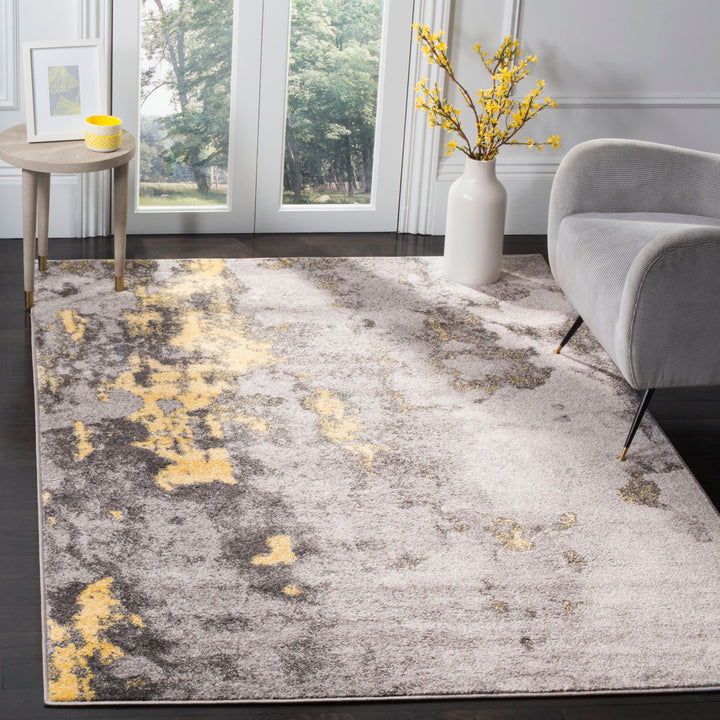 Riebe Abstract Power Loom Polypropylene Area Rug in Gray/Yellow Trent Austin Design® Rug Size: Rectangle 9' x 12'