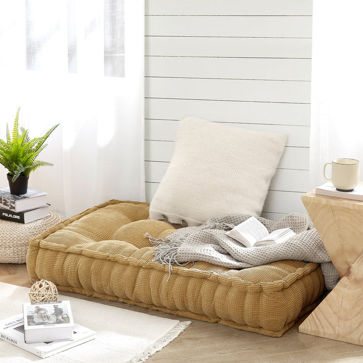 Rainha Rectangle Tufted Extra Thick Oversized Floor Pillow DormCo Color: Tan
