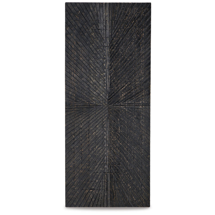 Ernest Wall Decor, Carved Sunburst Design, Wood Panel Benjara Color: Black