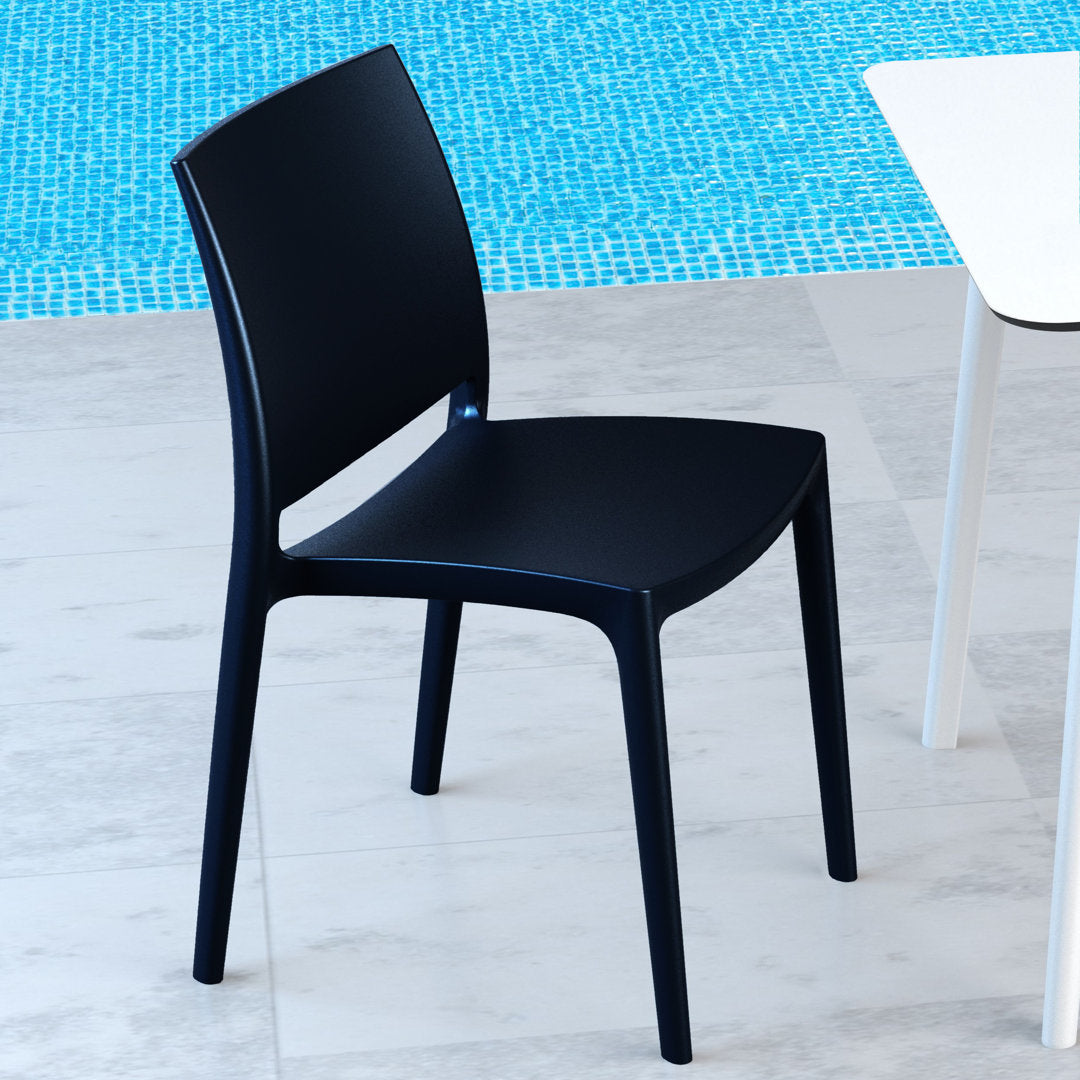 Burt Stacking Patio Dining Side Chair (Set of 2) AllModern Color: Black