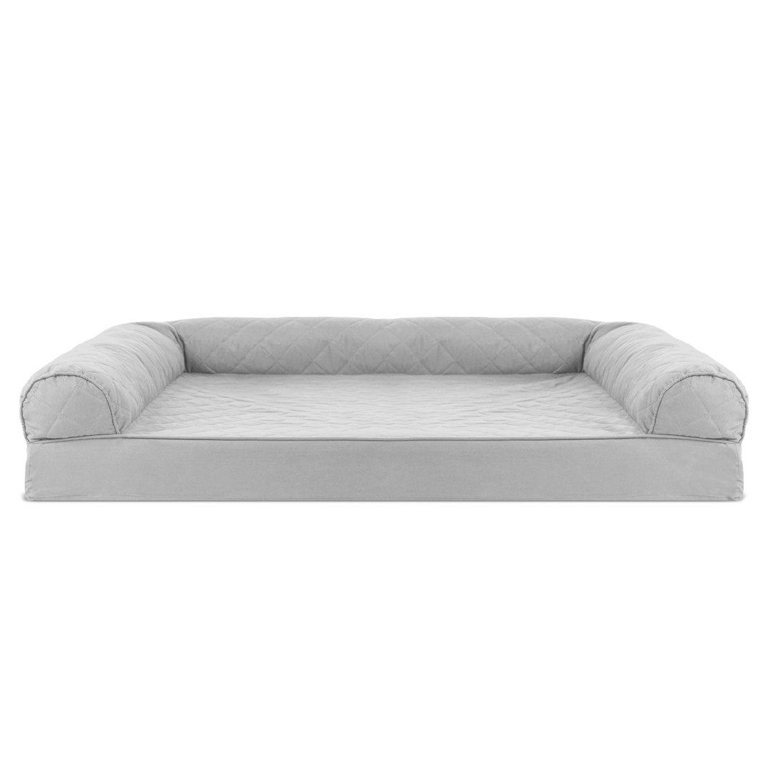 Quilted Orthopedic Bolster Sofa Pet Bed FurHaven Color: Silver Gray Size: Jumbo (40" W x 32" D x 8" H)