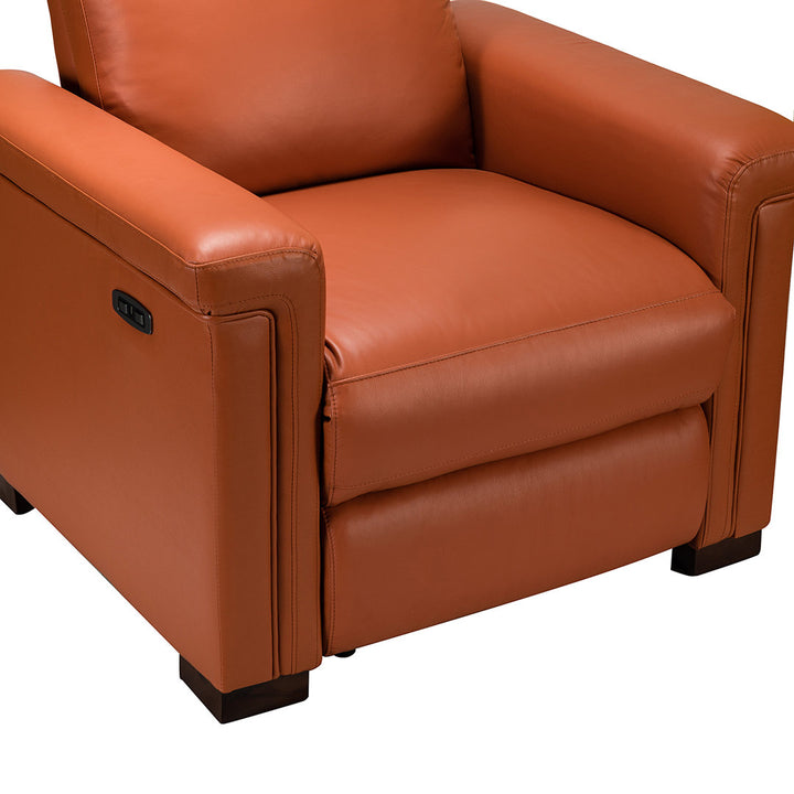 Aziah 34.65" Wide Genuine Leather Power Recliner With USB Port Wade Logan® Body Fabric: Brick Genuine Leather
