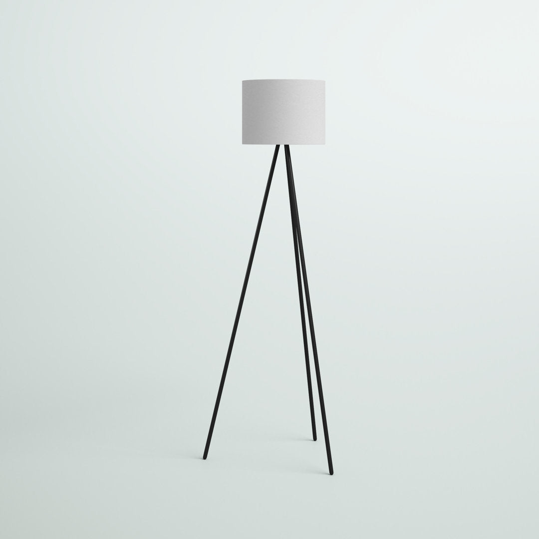 61.5" Mid-Century Modern Tripod Floor Lamp, Black Ebern Designs