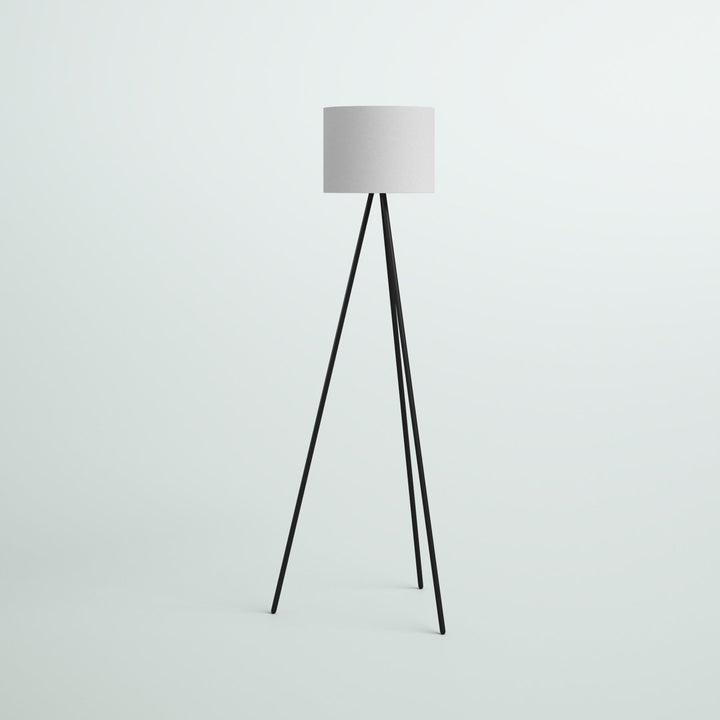 61.5" Mid-Century Modern Tripod Floor Lamp, Black Ebern Designs