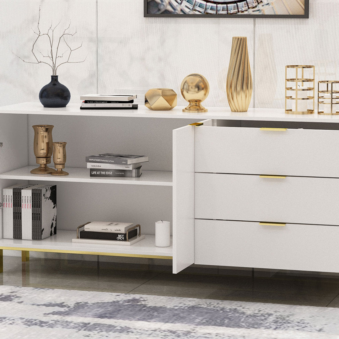 Lavaine 62.9" Wide 3 Drawer Sideboard Everly Quinn Color: White