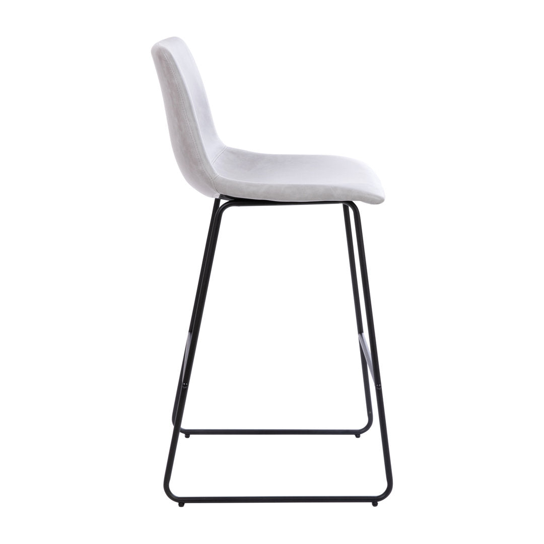 Liekele Upholstered Counter Height Modern Dining Stools by Flash Furniture (Set of 2) Ivy Bronx Seat Height: Bar Stool ( 30” Seat Height), Upholstery: Light Gray Faux Leather