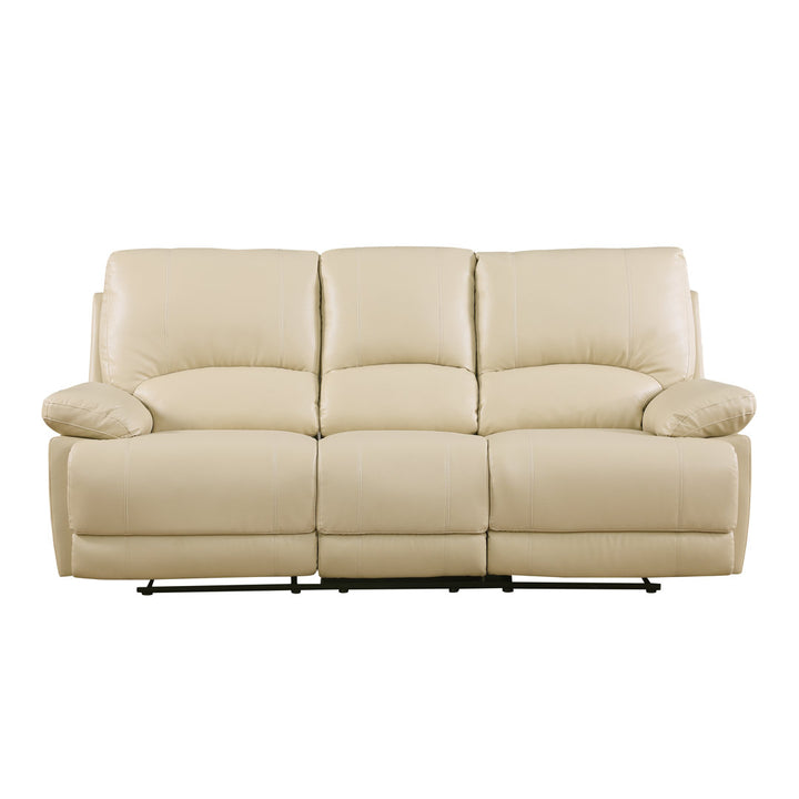 Trower 89" Faux Leather Pillow Top Arm Reclining Sofa Red Barrel Studio® Upholstery: Beige Faux Leather