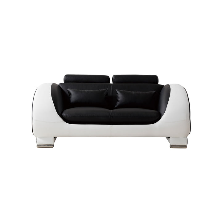 Shryock 65" Faux Leather Round Arm Loveseat Brayden Studio® Finish: Black/White