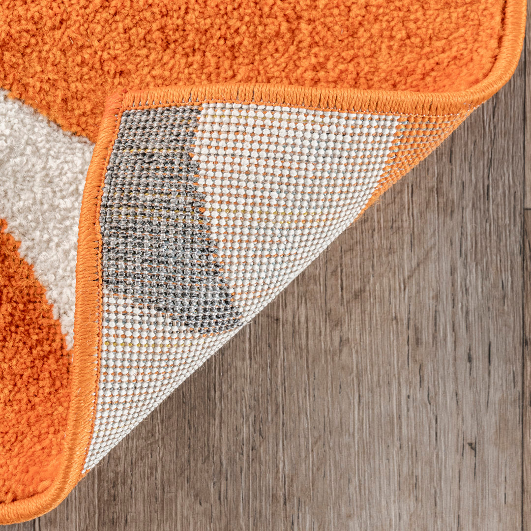 Southam Geometric Accent Rug for Living Room Bedroom Dining Room Entryway Kitchen, Deep Orange/White Wade Logan® Rug Size: Runner 2'6" x 12'