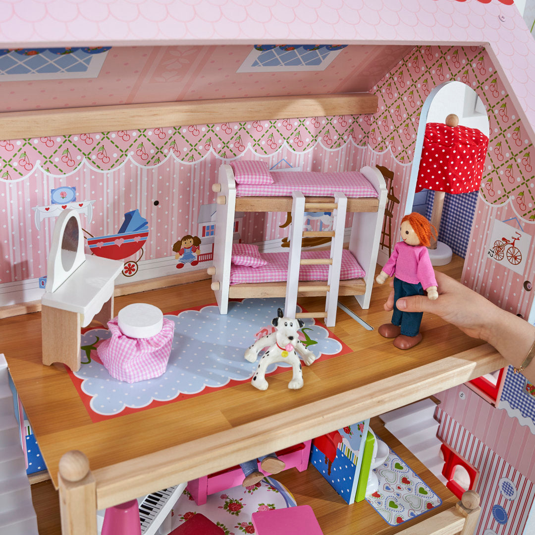 Chelsea Doll Cottage Wooden Dollhouse with 16 Accessories, for 5-Inch Dolls KidKraft