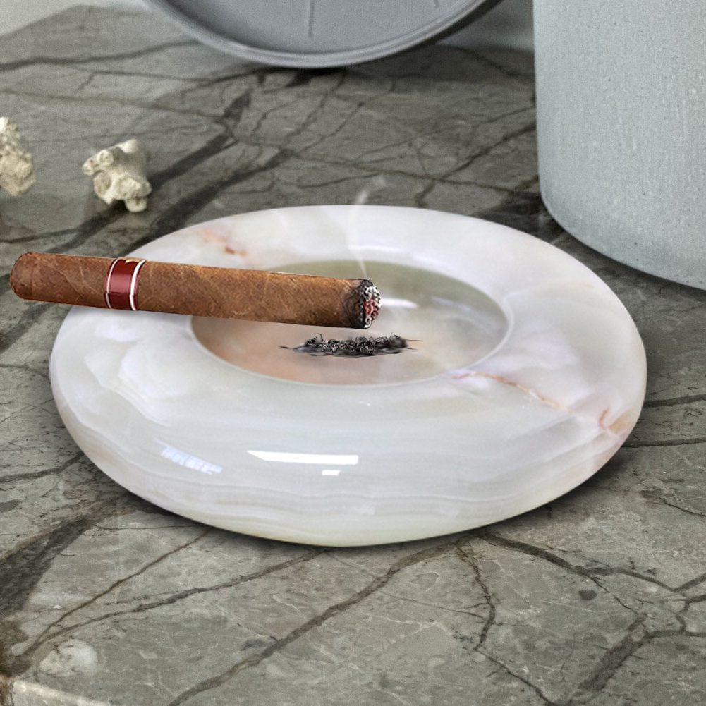 Timelessly Elegant 6-Inch Byrant Ashtray in Light Green and Off-White: A Touch of Sophistication for Your Living Space Wrought Studio™