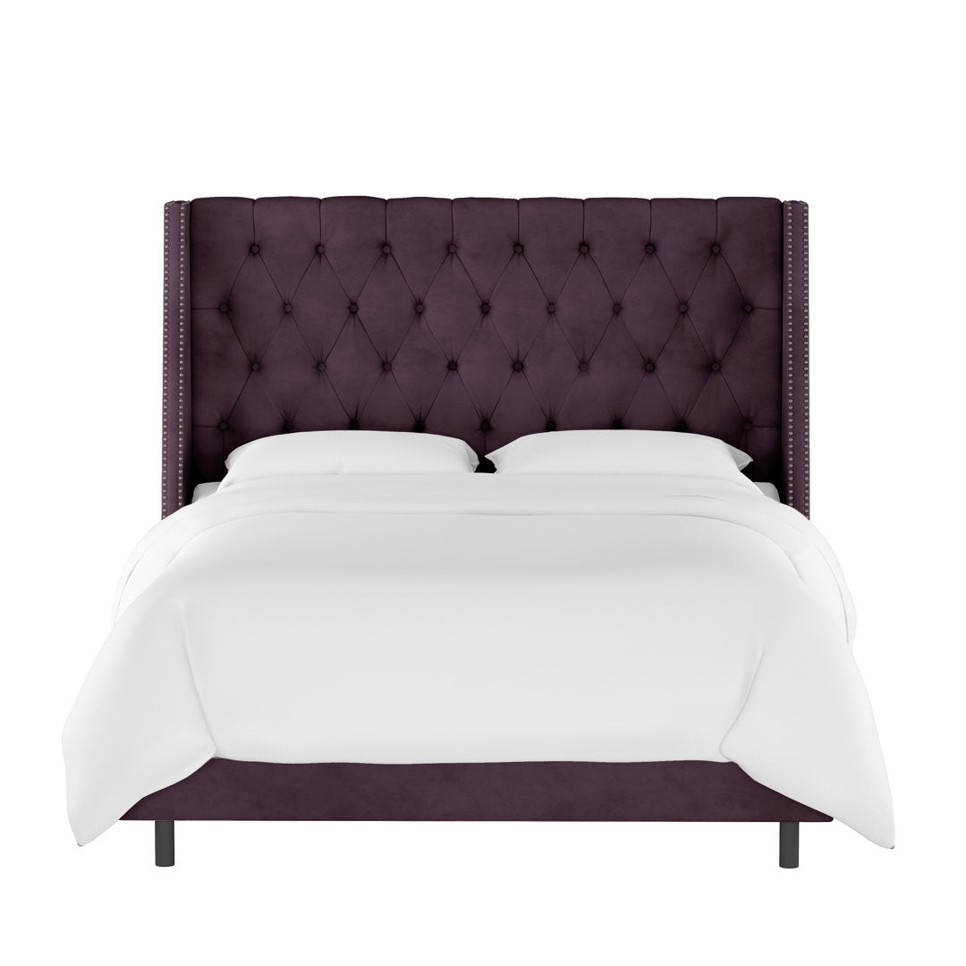 Annabel Upholstered Wingback Bed Kelly Clarkson Home Size: Twin Body Fabric: Classic Aubergine Velvet