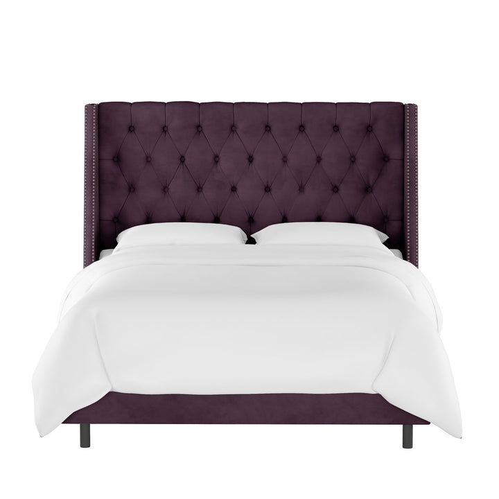 Annabel Upholstered Wingback Bed Kelly Clarkson Home Size: Twin Body Fabric: Classic Aubergine Velvet