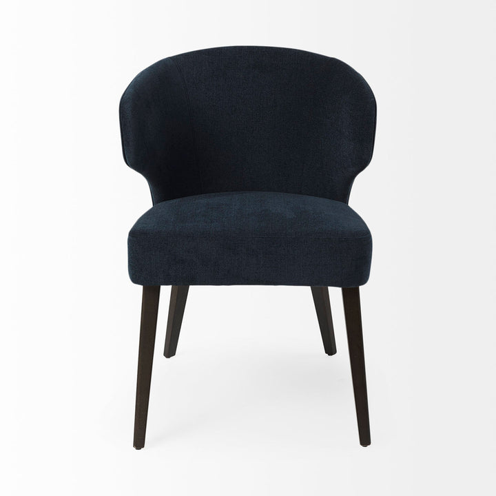 Golino Fabric Upholstered Wingback Side Chair Joss & Main Upholstery Color: Navy, Leg Color: Dark Brown