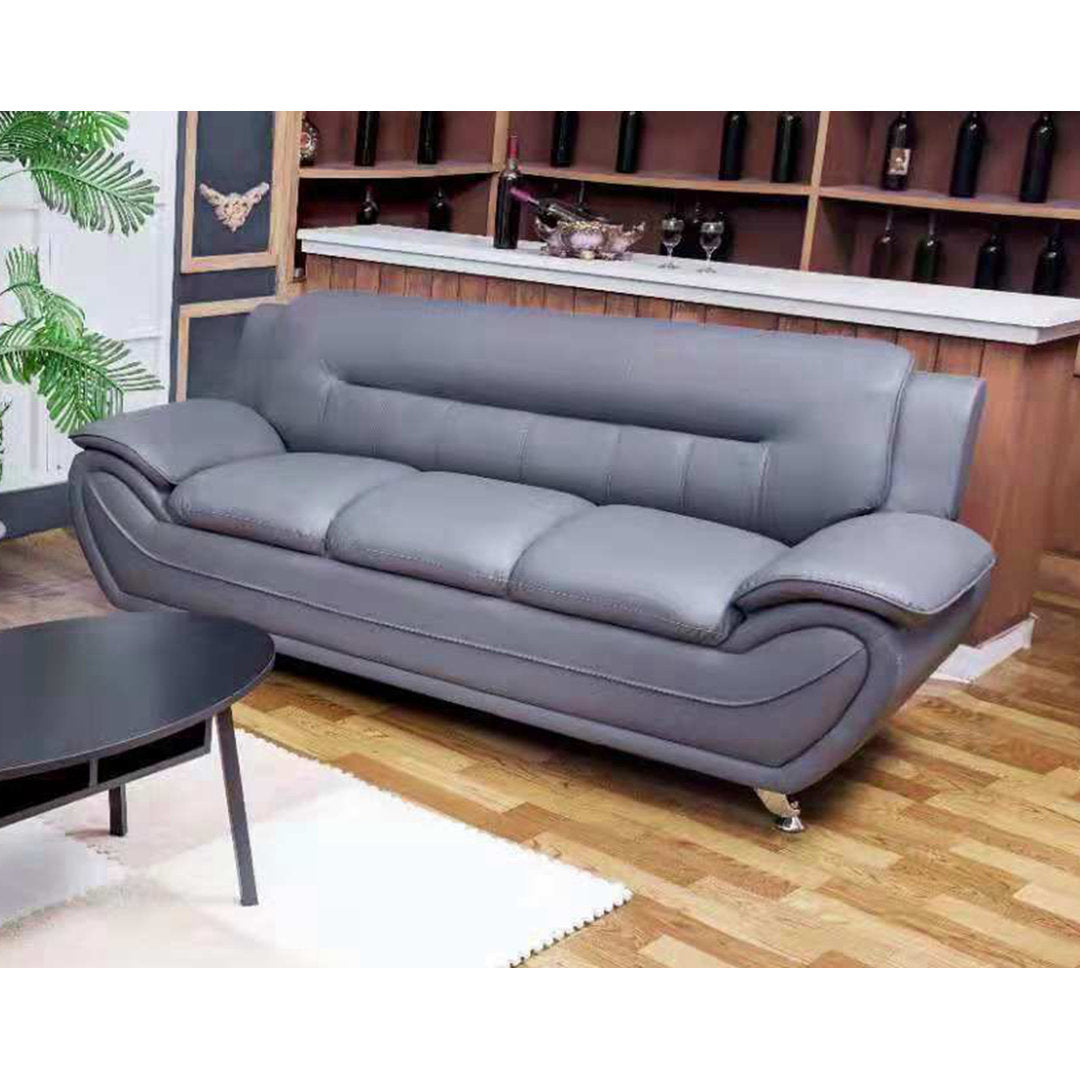 Mulvey 80" Faux Leather Pillow Top Arm Sofa Orren Ellis Upholstery Color: Gray