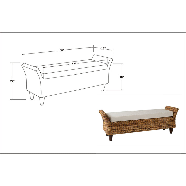 Calne Upholstered Wicker Bench Sand & Stable™