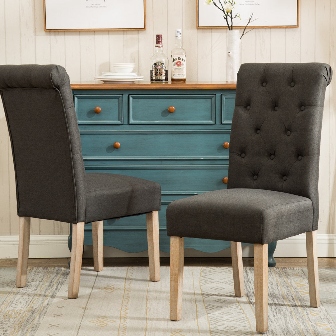 Charlotte Tufted Upholstered Parsons Chair (Set of 2) Red Barrel Studio® Upholstery Color: Charcoal
