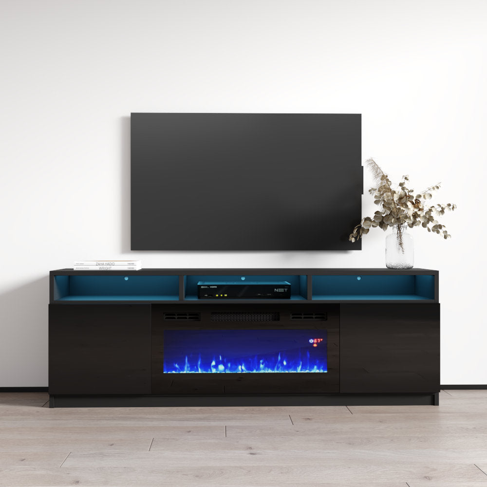 Anirudh TV Stand for TVs up to 70" with Electric Fireplace Included Ivy Bronx Color: Black