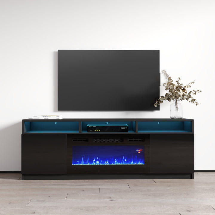 Anirudh TV Stand for TVs up to 70" with Electric Fireplace Included Ivy Bronx Color: Black