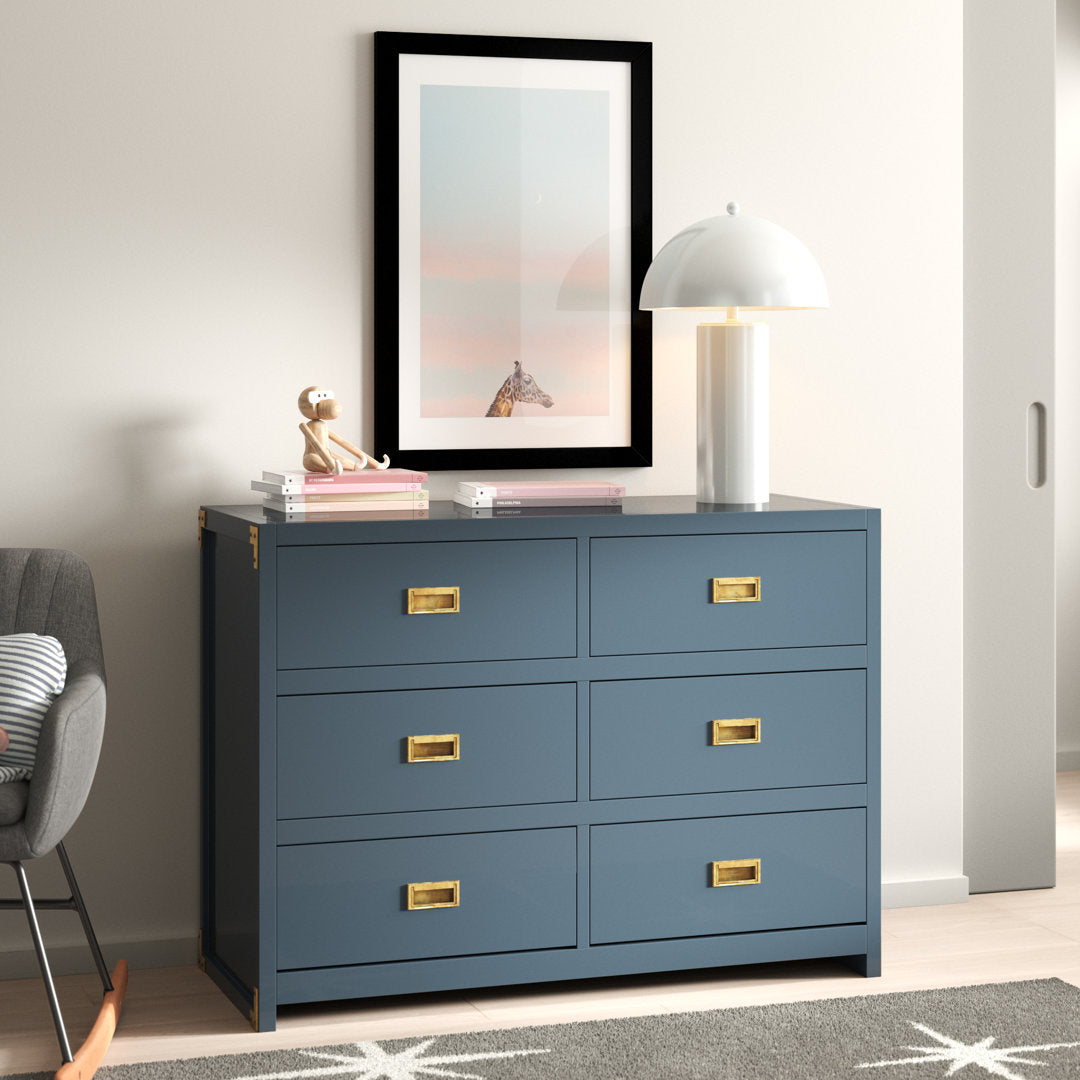Hubble 6 Drawer Double Dresser Viv + Rae™ Color: Graphite Blue