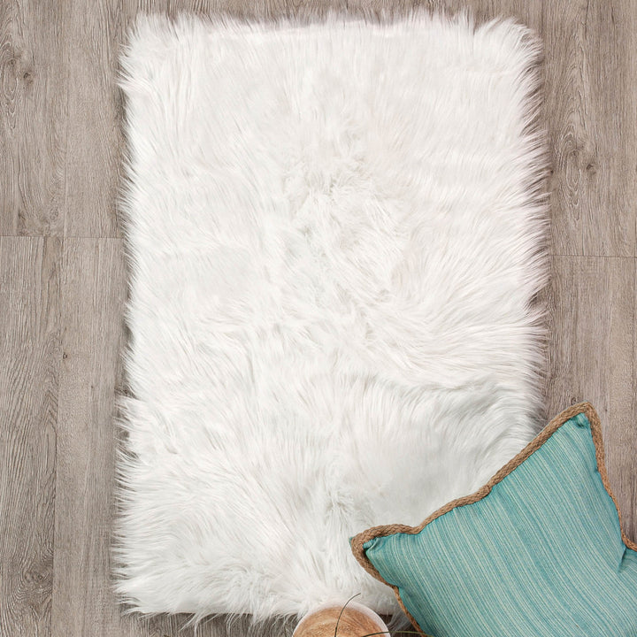 Diller White Faux Sheepskin Fur Machine Washable Shag Fluffy Area Rug Willa Arlo™ Interiors Rug Size: Rectangle 8' x 10'