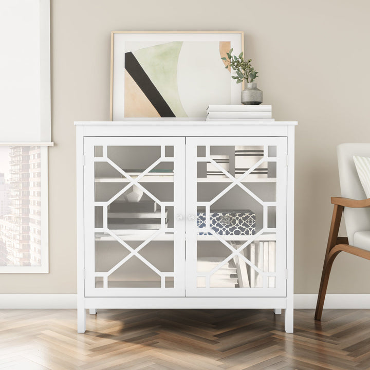 Fiama 38" Three Shelf Accent Cabinet with Two Glass Doors Red Barrel Studio® Color: White