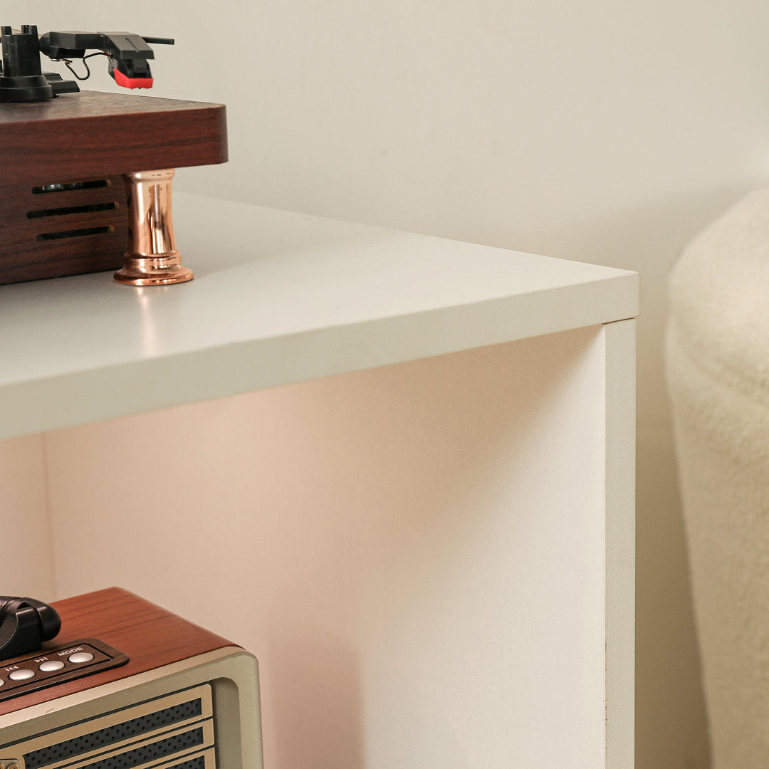 Audio Rack with LED Lights George Oliver Color: White