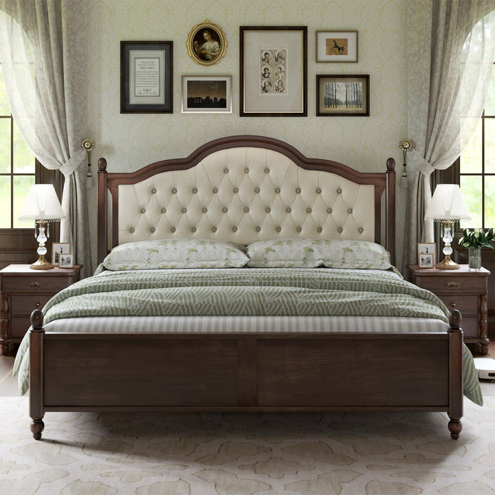 Amilio Upholstered Bed Solid Wood Platform Lark Manor™ Size: Queen